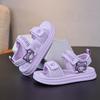 Children's open-toe beach shoes for spring and summer, cute bear-themed hook-and-loop sandals for girls.