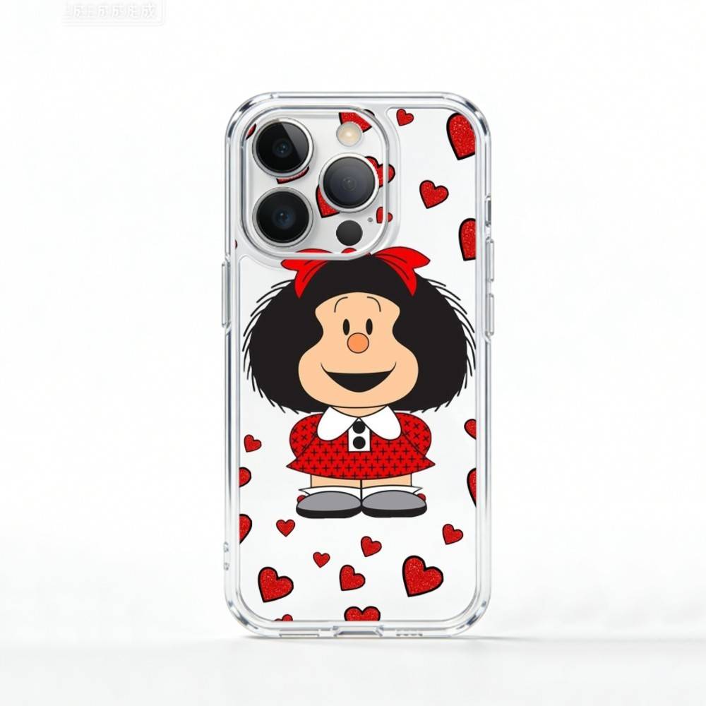 Cute M-Mafalda C-Cartoon   Phone Case For iPhone 17 16 15 14 13 12 11 Mini Pro Max Plus Transparent Cover