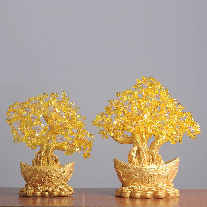 Glückbaum Citrin Ornament für Wohnzimmerdekoration oder Eröffnungsgeschenk