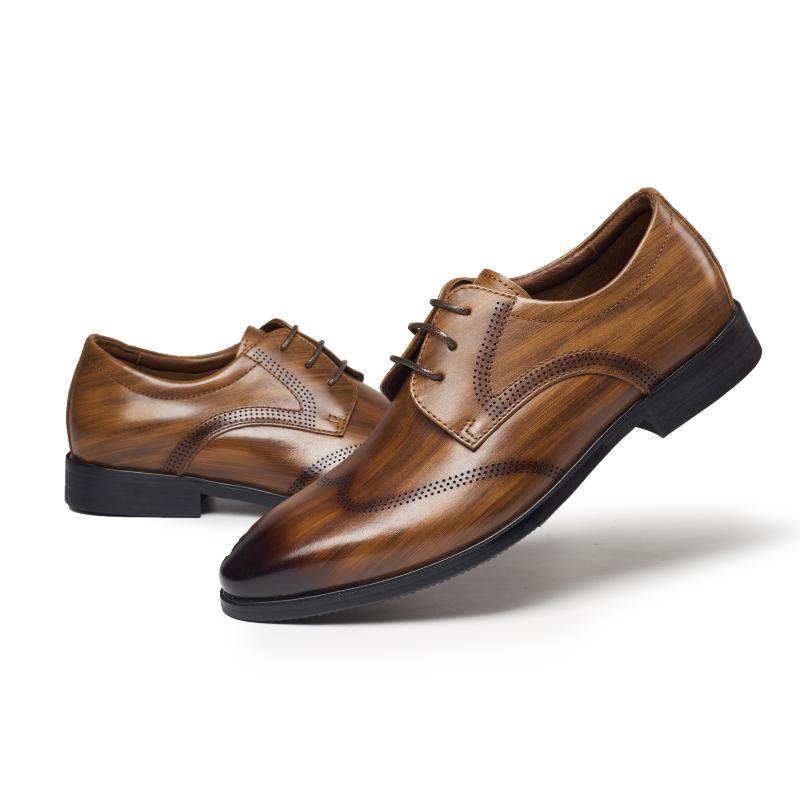 Fashion Genuine Leather Brogues Men Platform Shoes Fashion Brown Causal Business Leather Shoes Man Luxury Wedding Shoe Chaussure Homme