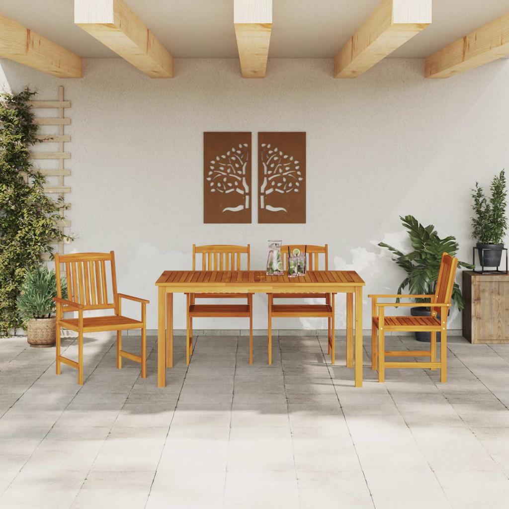 Garden Dining Set 5 Pieces Brown Solid Acacia Wood