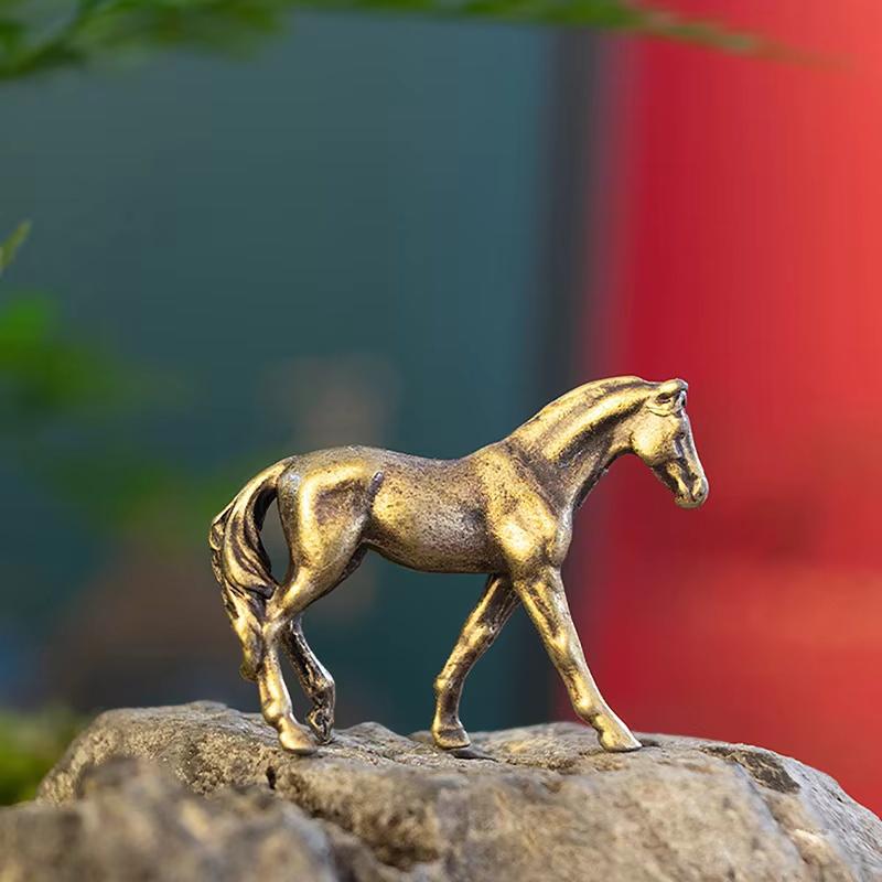 1PC Copper Alloy Horse Moss Flowerpot Fish Tank Micro Landscape Decoration Animal Mini Decorative Sculpture Collection Gift