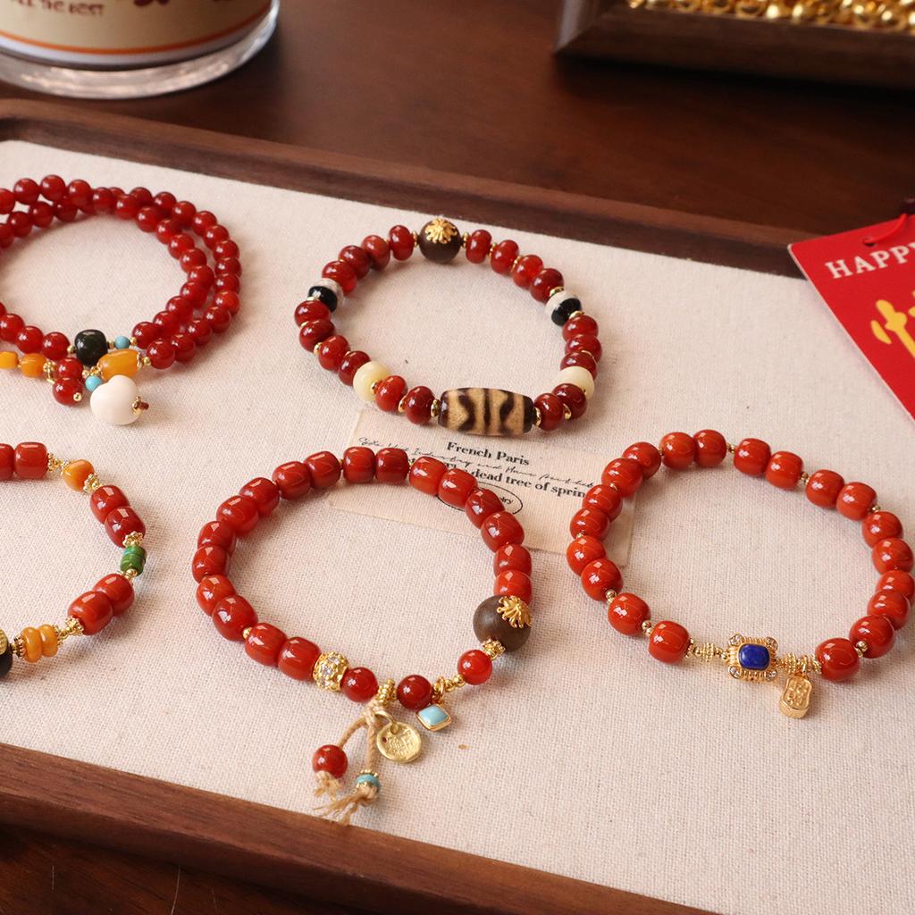 Original Nanhong Agate Duobao Braceletfashion Women Daily Jewelry Gift