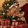 Rustic Winter Home Accents Christmas Wooden House Ornament, Santa Claus/Snowman/Elk Sleds/Winter Cabins Elk Sleigh Tabletop Decor Scene Figurines,