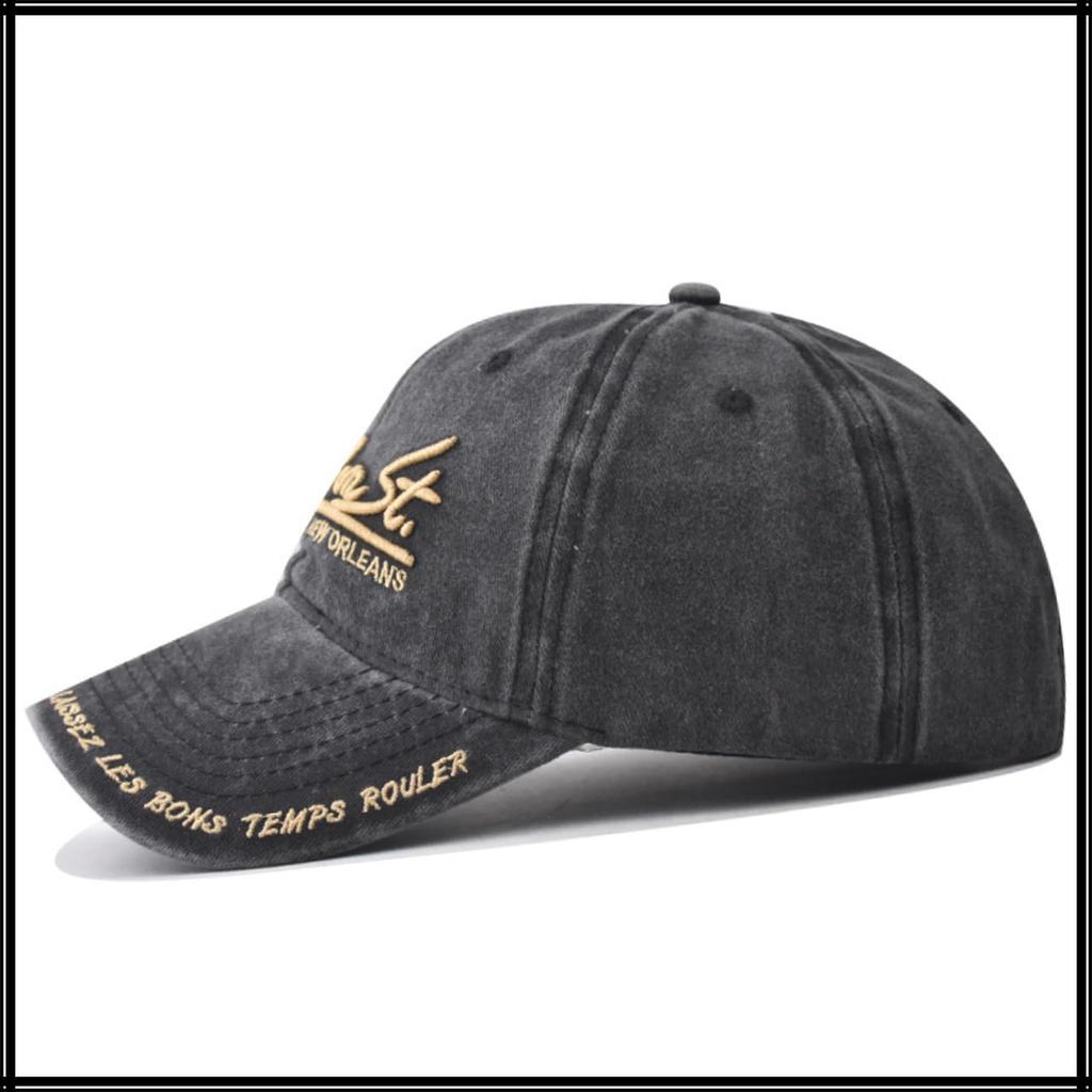 Baseball English Letter Size CZA422 [White Fang] Hat, Cap, Cap, Embroidery, Stylish, Outdoor, Adjustable, Men's, Women's, (Black)