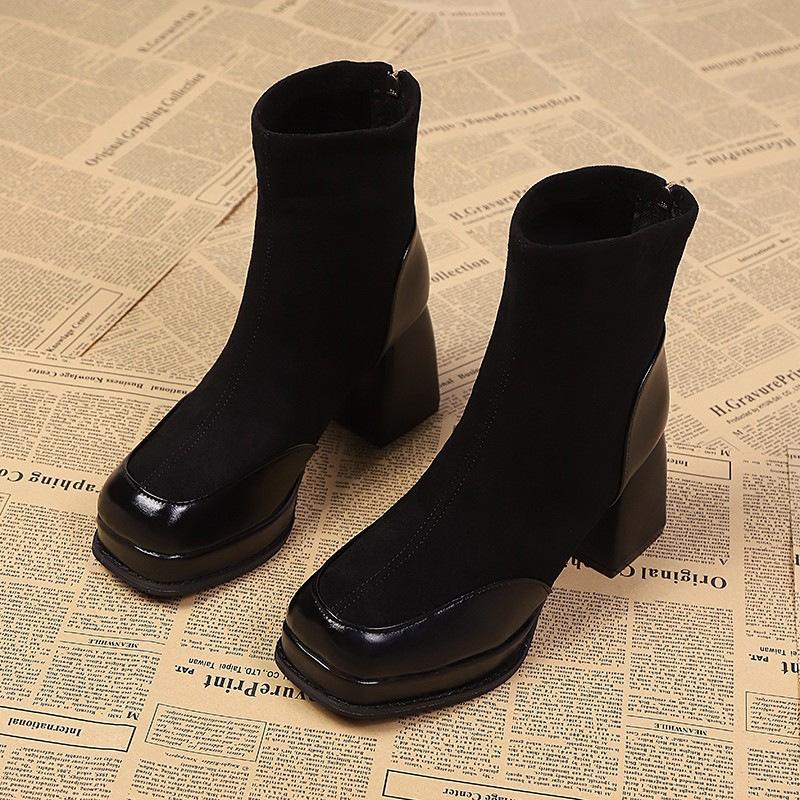 2026 New High Heels Women's Ankle Boots Designer Chunky Fashion Shoes Winter Elegant Short Boots Dress Pumps Mujer Zapatillas