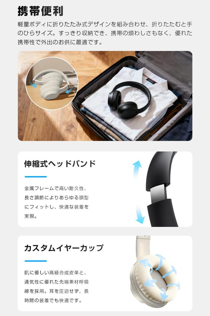 Bluetooth 6.1 Wireless Headphones, Wired & Wireless Dual-Use, Over-Ear, SD Card Compatible, 23 Hours Music Playback, Khaki
