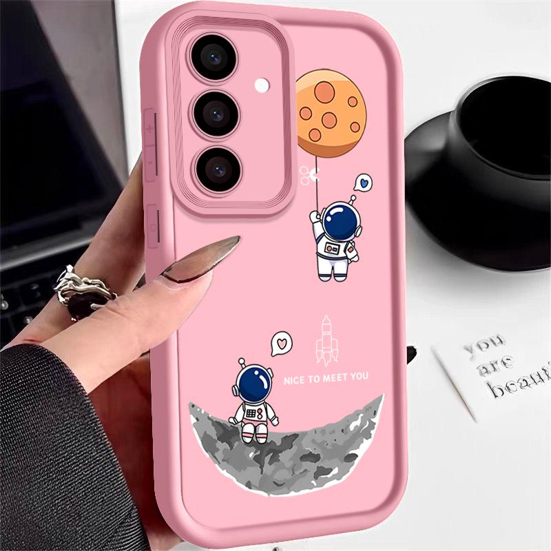 Soft Case For Samsung Galaxy S24 FE S25 Edge S22 S23 Ultra A56 A36 A26 A55 A16 A15 A35 A25 A14 A54 Cute Astronaut Phone Cover