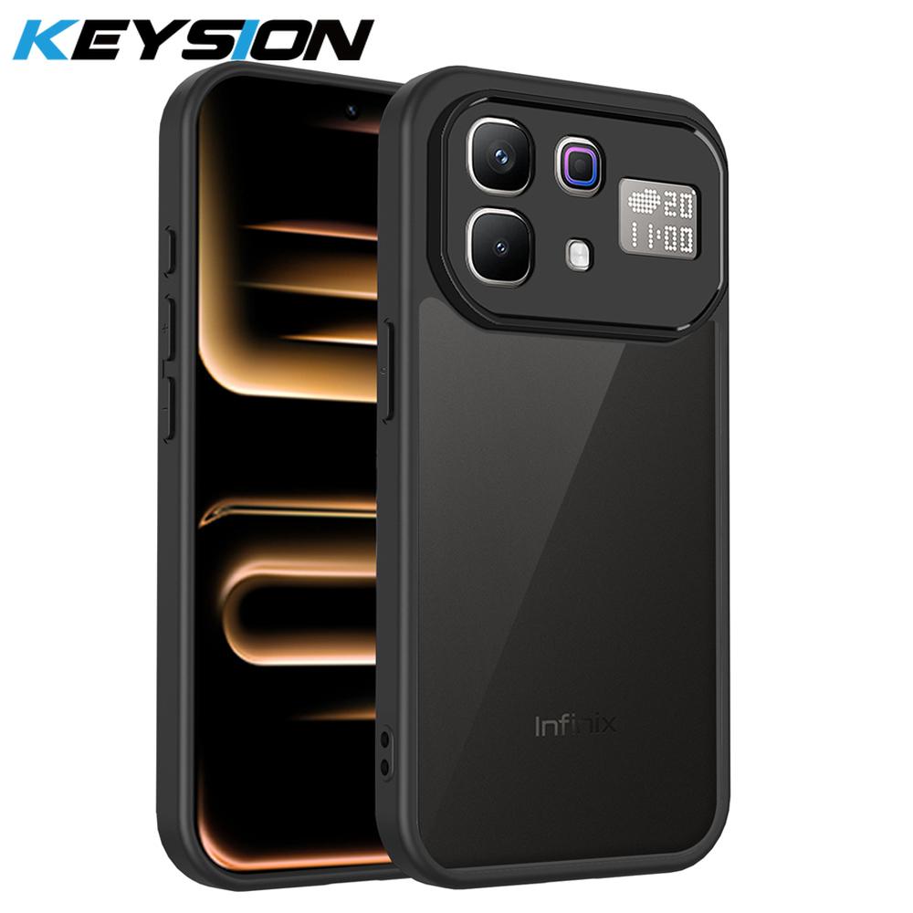 

KEYSION Matte Translucent Black Phone Case for Infinix Note 60 Pro 5G Silicone+PC Clear Shockproof Cover for Infinix Note 60 5G for Infinix Note 60 5G чёрный