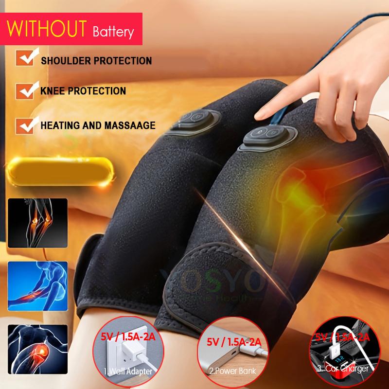 Electric Shoulder Brace Heated Knee Massager Vibration Massage Black Support Strap with Adjustable Three Levels of Heating