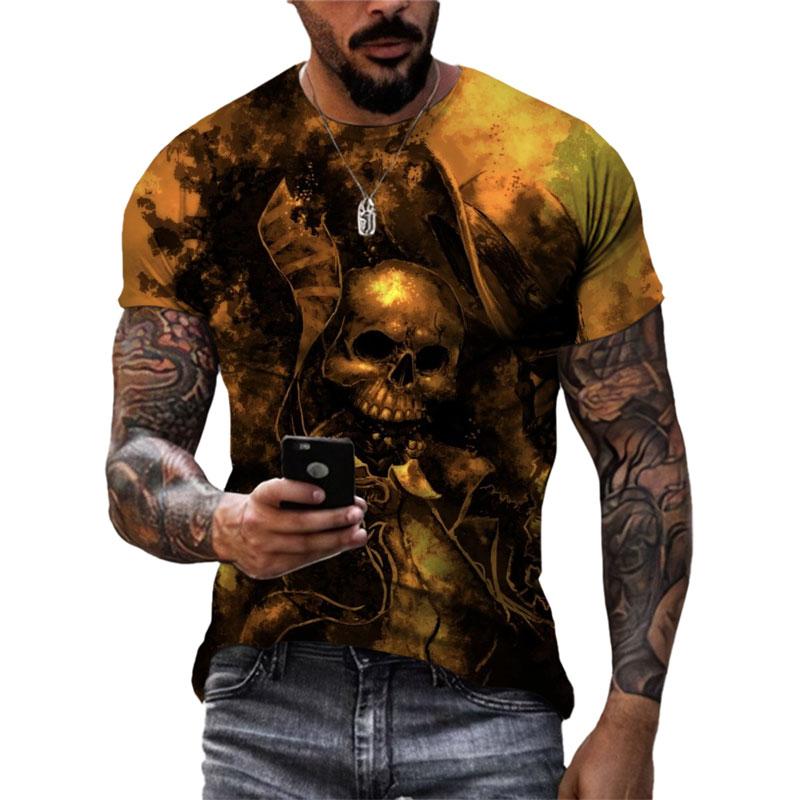 Evropa a Amerika Móda Cool vzor lebky Pánské tričko Léto Ležérní Teror trička s grafikou 3D tištěná osobnost Trička Topy