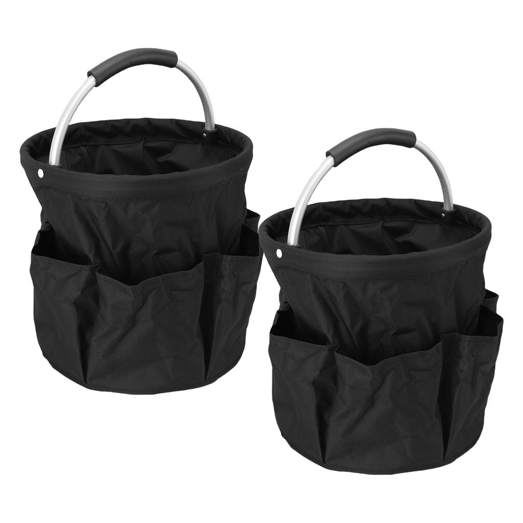 2pcs Foldable Garden Tool Bag Bucket Tool Bag Camping Harvest Basket Bathroom Storage Bath Wash Bag with Handle for
