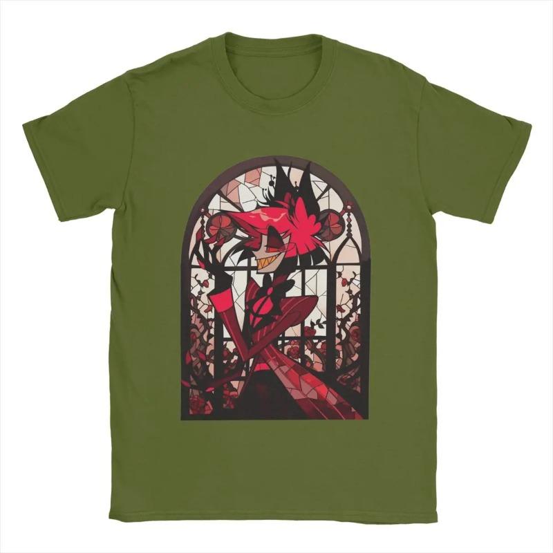 Men's T-Shirt Stained Glass Alastor Hazbins Hoteled Humor Cotton Tee Shirt Short Sleeve T Shirts Crewneck Clothing Shirts