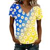 Women’s Casual V Neck Short Sleeve T Shirt Floral Print Relaxed Fit Lightweight Pullover Top for Everyday Wear