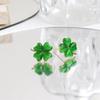 Cute Four-leaf Clover Earrings Simple Friendship Earrings Cat's Eye Stone Ear Stud  Spring Summer