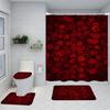 Valentine's Day Printed Shower Curtain Carpet Floor Mat Combination Bathroom Toilet Cushion Bathroom Curtain Four Piece Set