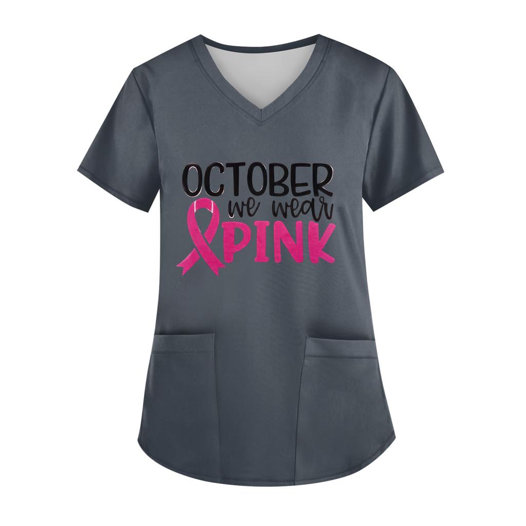 Women's V-Neck Short-Sleeve Pocketed Top With Side Slit