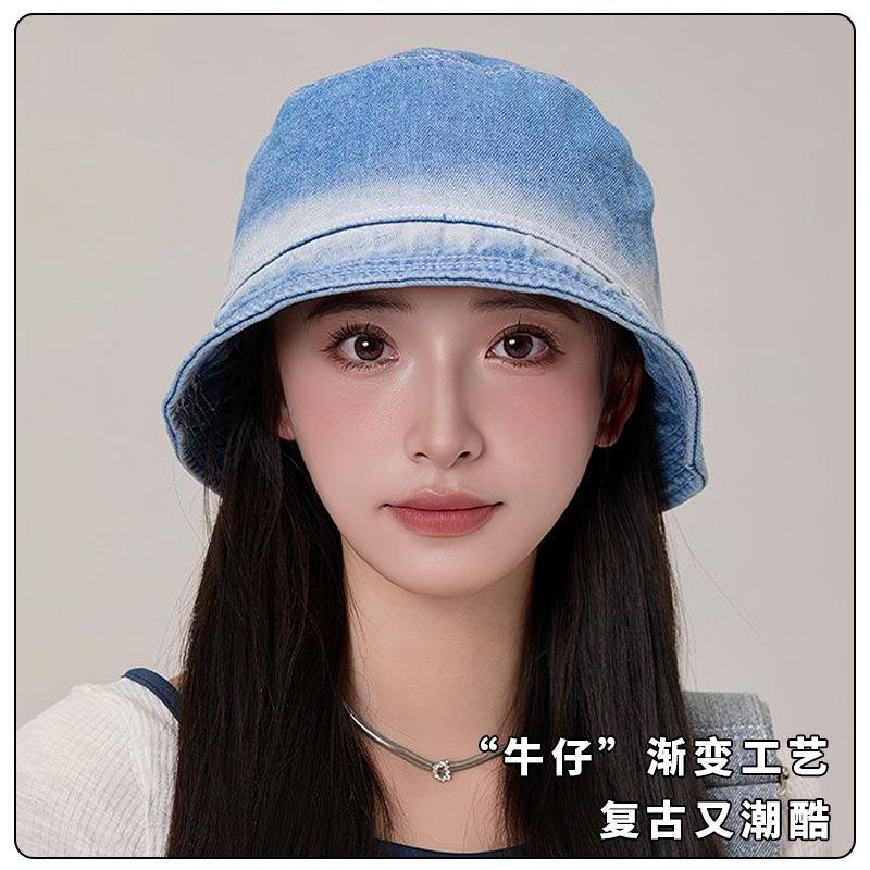 

Summer hat cowgirl contrasting color big head circumference bucket hat shading sunscreen basin hat outdoor travel sun hat new product Average size