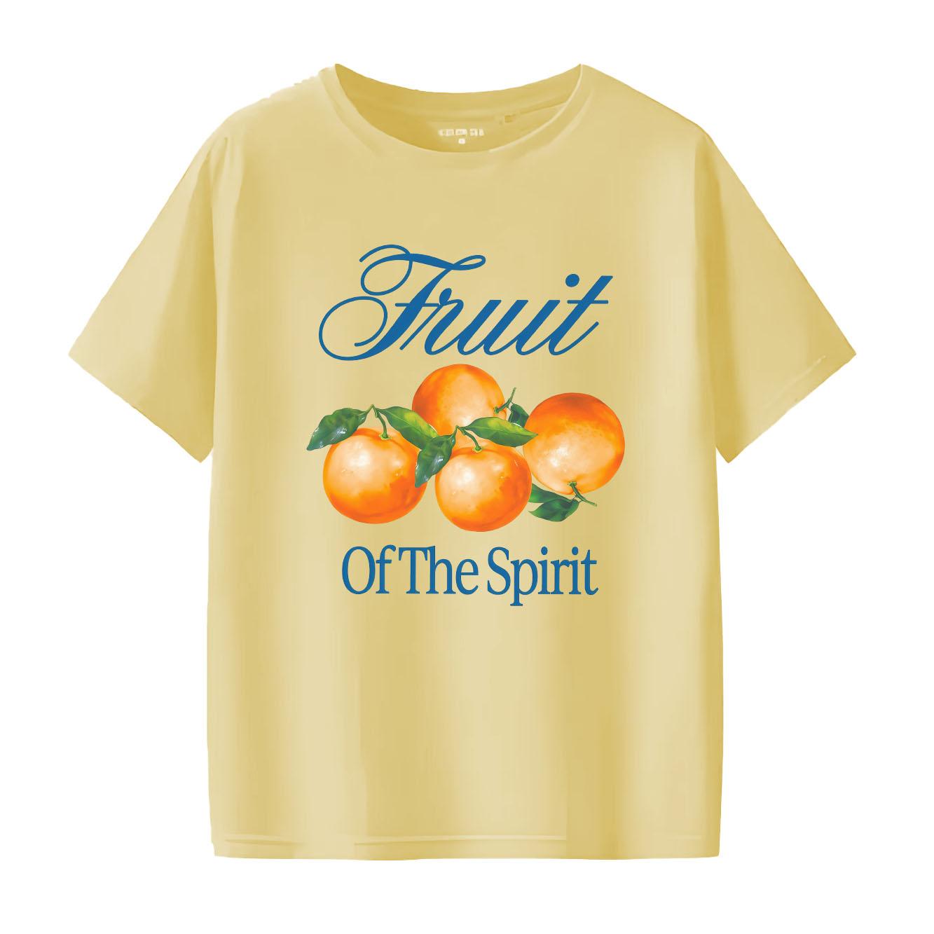 Fresh and fashionable orange printed Tshirt casual short sleeved suitable for all seasons daily Womens Tshirt S