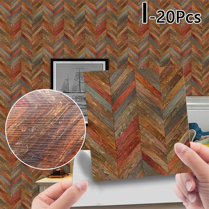 20db 10*10cm fali matrica tapéta PVC öntapadós fa erezetű kerámia csempe Lakásdekoráció