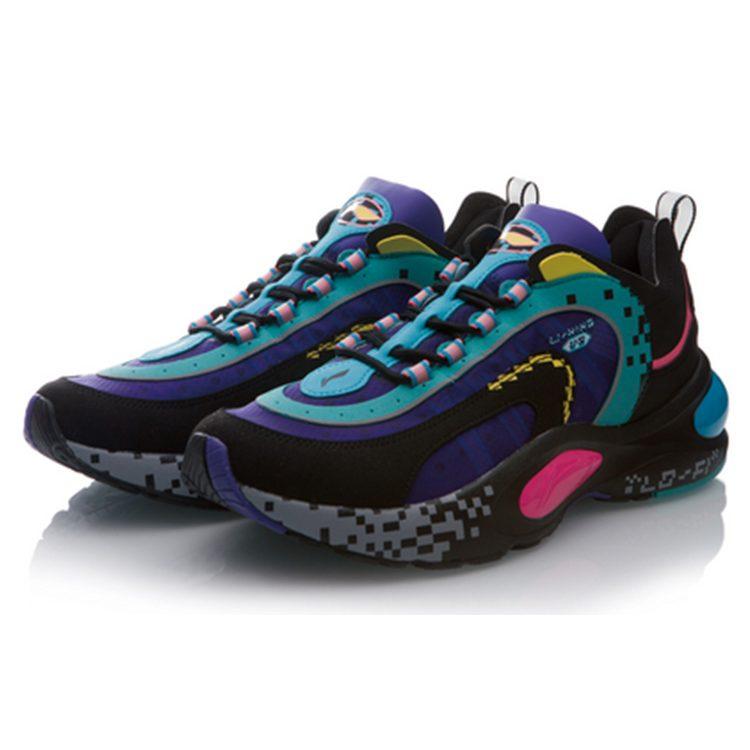 Li Ning V8 Slip Resistant, Abrasion Resistant, Lightweight Low Top Running Shoes Men's Black Blue Red ARHP093-9