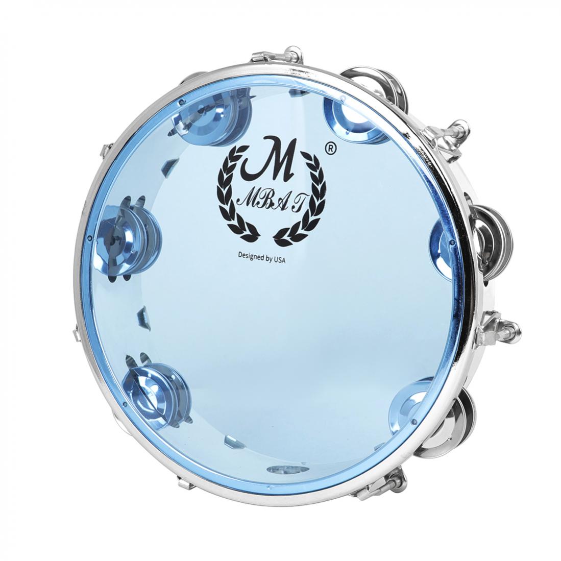 

8 / 10-дюймовый ручной барабан с колокольчиком и ударным инструментом из нержавеющей стали с двойными рядами Jingles 10 Inch Blue