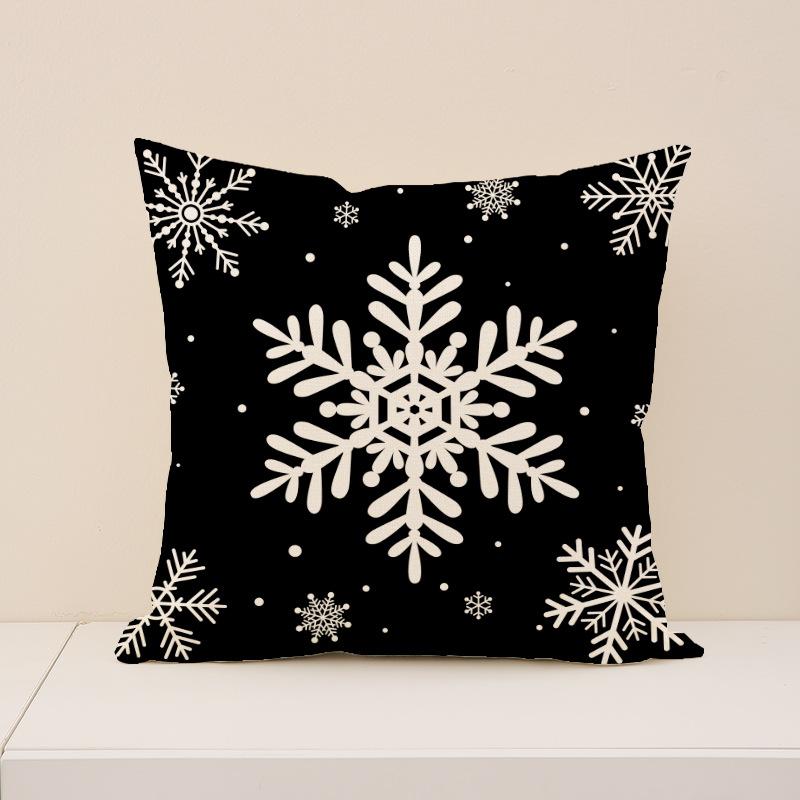 Red Christmas Print Pillow Cover Nordic Style Linen Print Holiday Decoration Living Room Sofa Cushion Cover Pillow