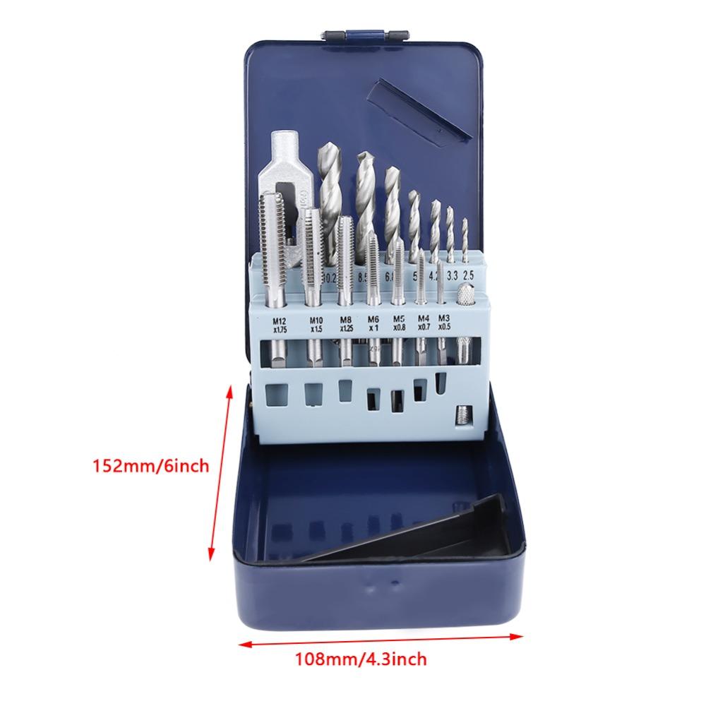 15pcs Alloy Steel Tap Wrench Set H.S.S. Material Alloy Steel Tools Drill Bit Set Metal Processing