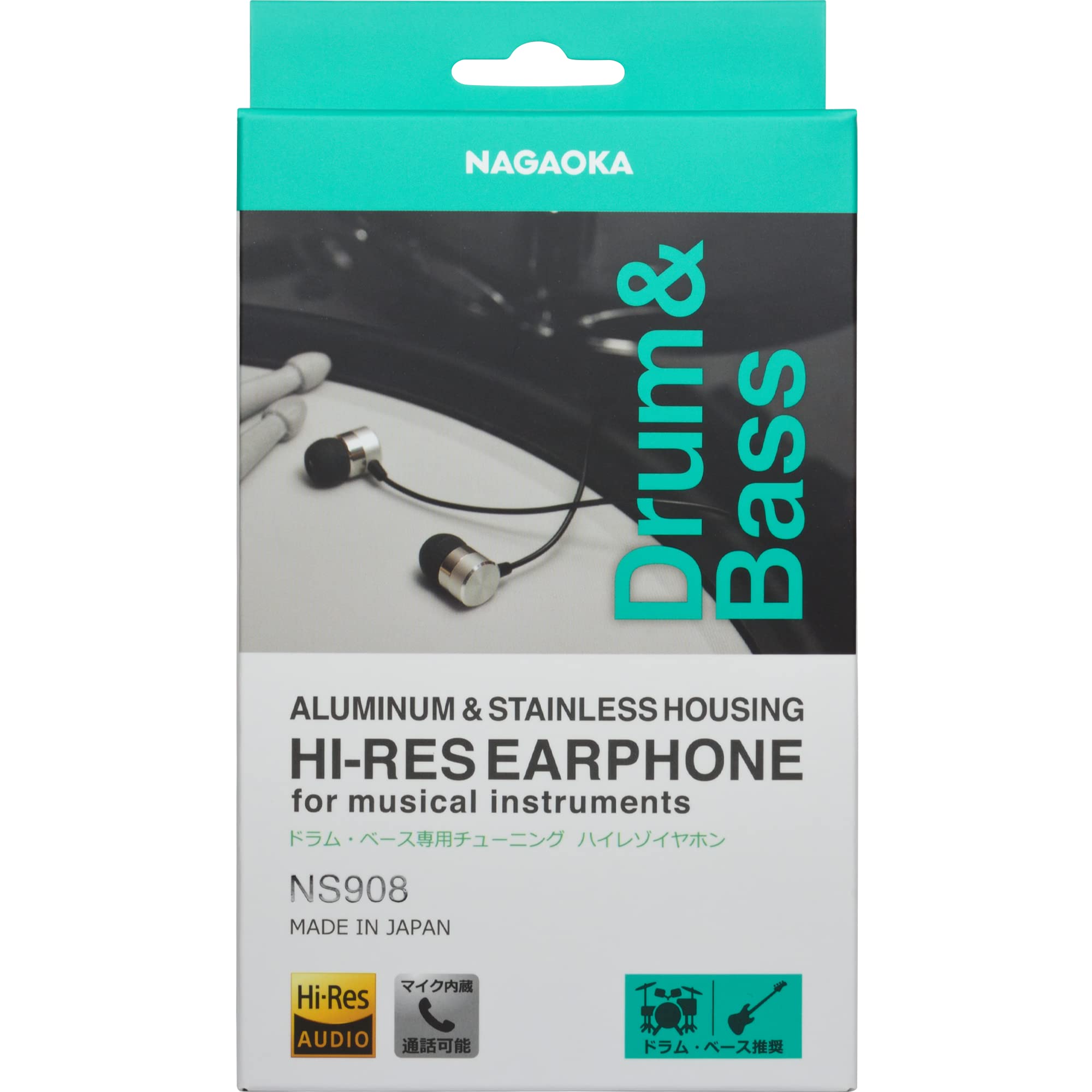 

NAGAOKA Shimamura Musical Instruments NS908DB Наушники высокого разрешения, идеально подходящие для Оснащены микрофоном Nagaoka × [барабаны бас]