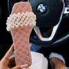 Fashion Women's pearl biscuit flat sandals, matching casual shoes, solid color, new arrivals for spring and summer 2025