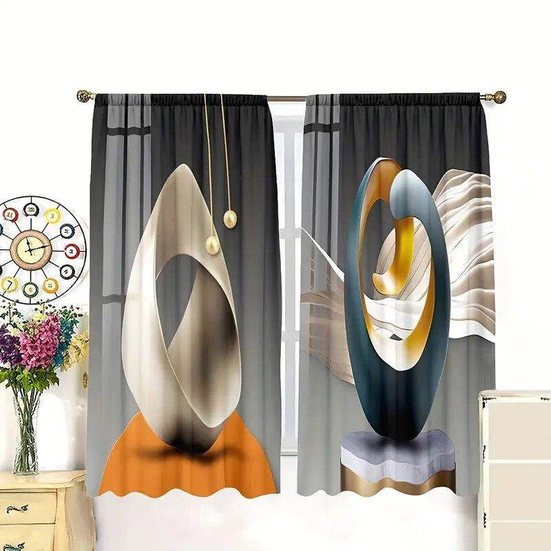 Abstract Three Dimensional Geometric Art Pattern Printed Curtains Bedroom Living Room Home Decoration Made Of Polyester Window Treatment