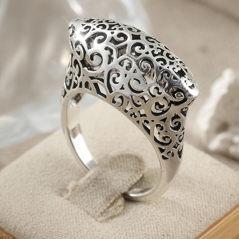 Stylish and Unique Copper Color Hollowed Out Patterned Ring for Ladies Elegant Wedding Zircon Holiday Gifts