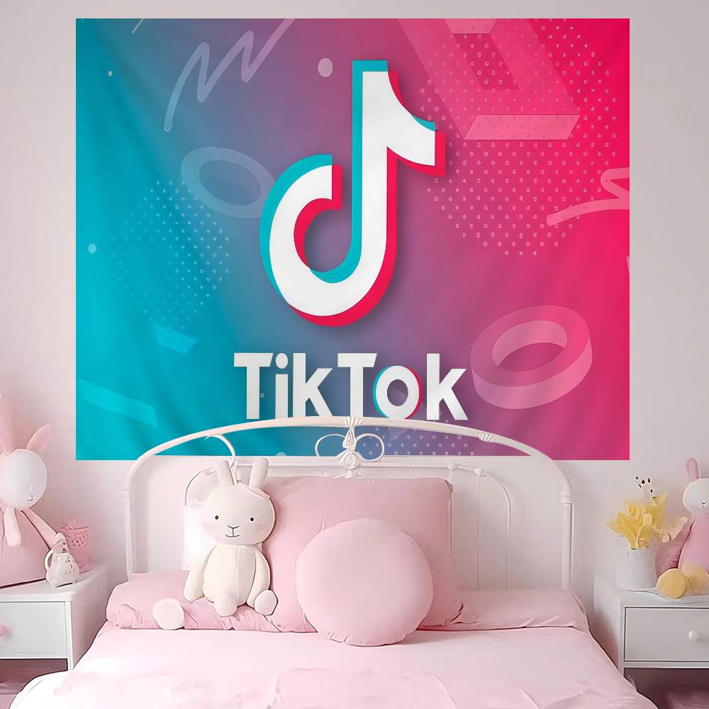 TTikTok Logo Cartoon Tapestry Home Decoration Hippie Bohemian Decoration Divination Home Decor