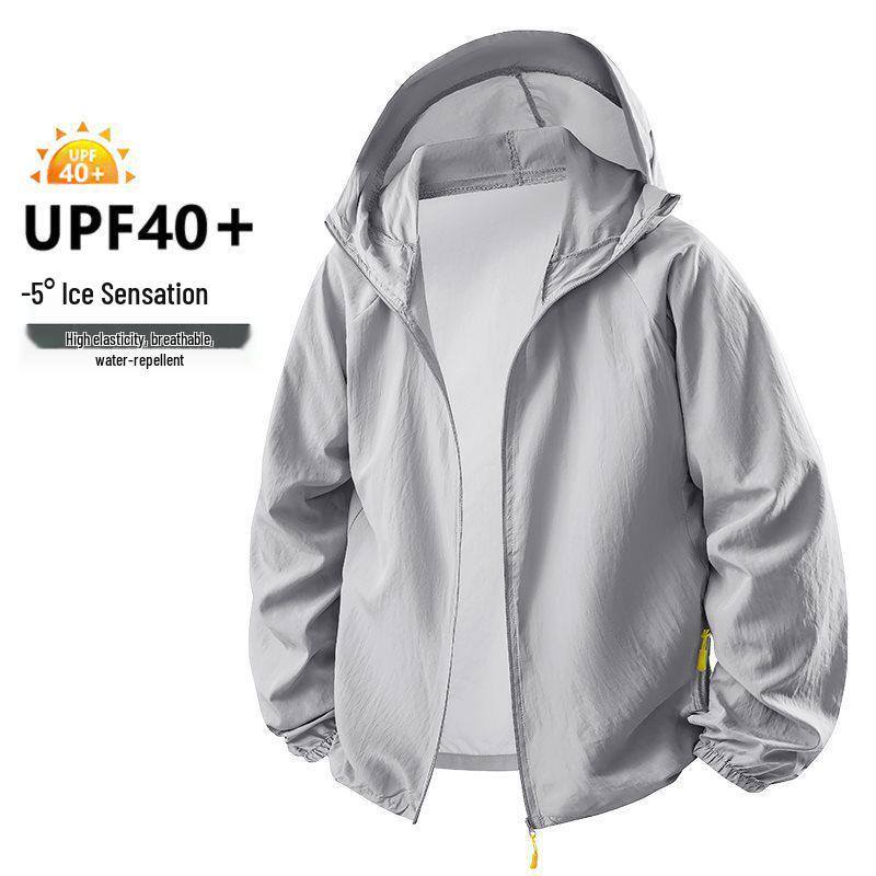 Men s Lightweight Summer Hooded Cardigan - UV Protection, Breathable, Solid Color Outerwear XL серый
