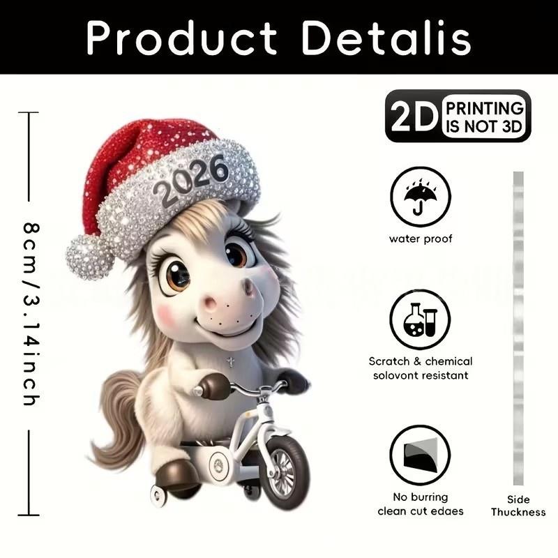 Ornament Pandantiv Acrilic 2D Cal de Crăciun Decor Festiv Pentru Interior Exterior Copaci Decorațiune Agățată Accesorii de Petrecere