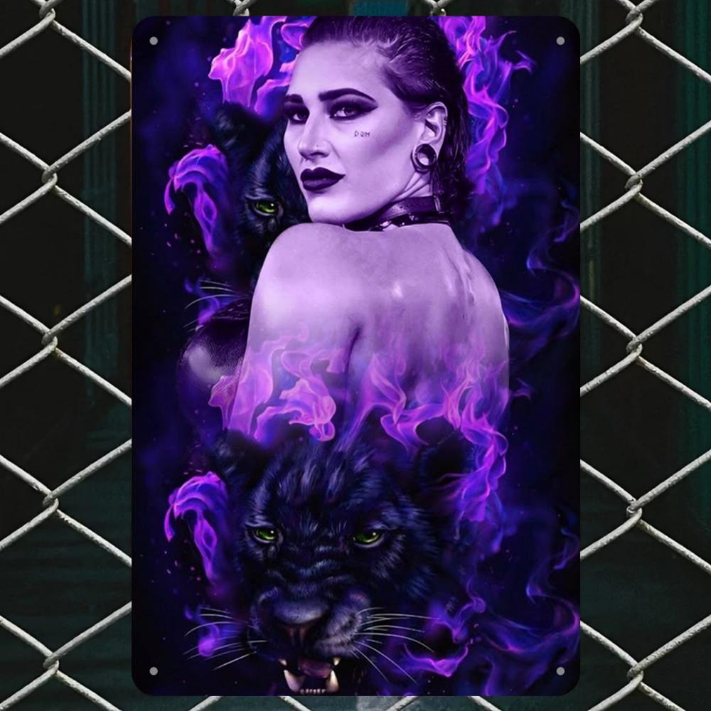 Rhea Ripley Inspired Vintage Wrestling Metal Sign Durable Iron Wall Art for Gym Man Cave Office Decor Perfect for Wrestling Fans