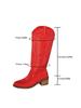 New Large Retro Embroidered V-neck Women's Autumn and Winter Coarse Heel Middle Tube Internet Red Knight Boots Short Boots