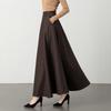 New Woolen Plaid Skirt for Women Mid-length Autumn and Winter Slimming High-waisted A-line Skirt Casual Long Skirt