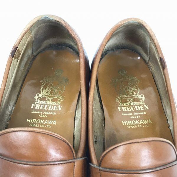 FREUDEN HIROKAWA Leather Goodyear Welt Coin Loafer 26.5EE Brown Scotch Grain(USED)