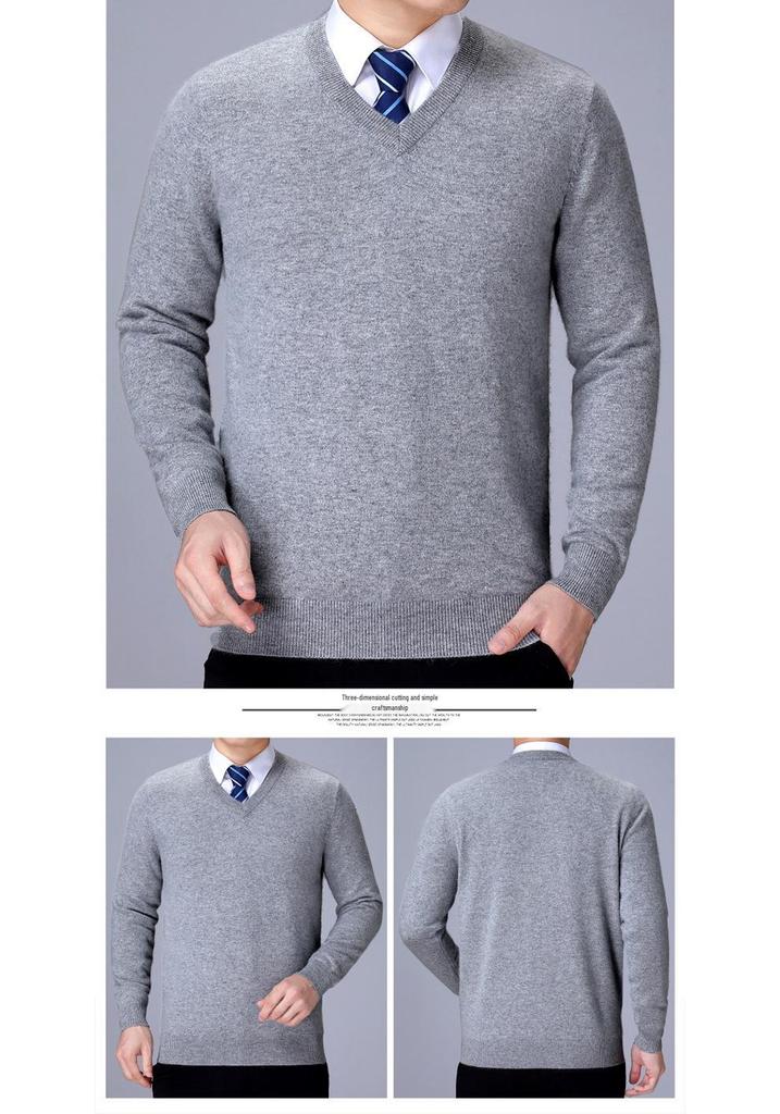 Men's Winter V-Neck Knit Sweater for Casual or Business Wear