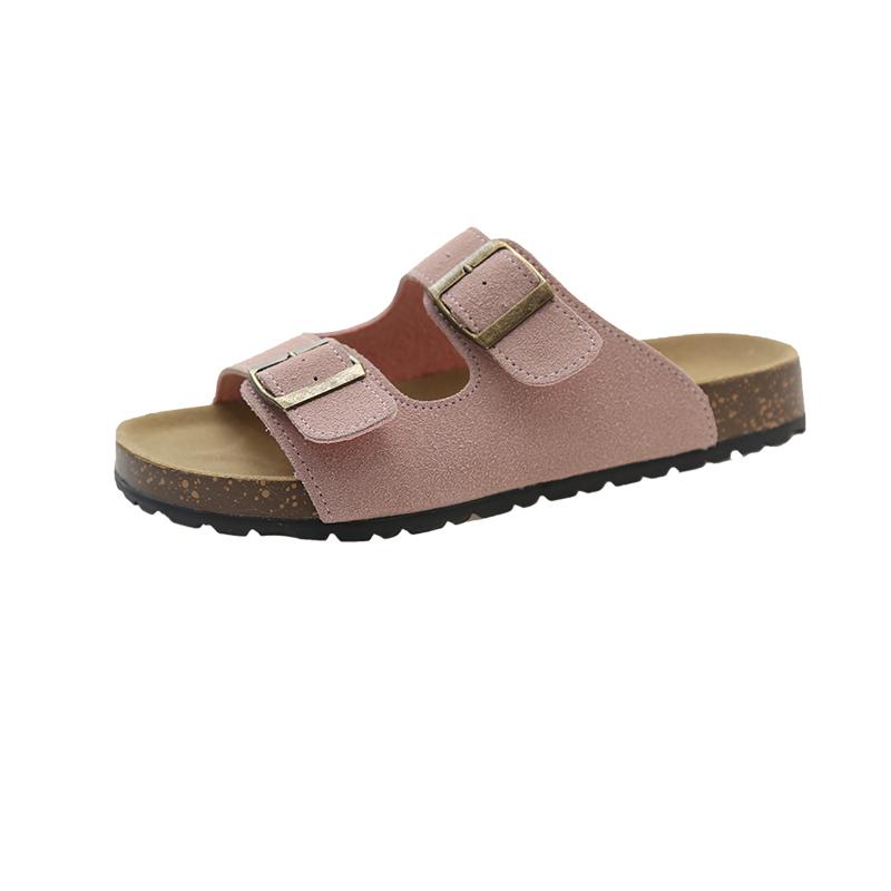 Fashion Slippers Leather Women Loafers Soft Wood Sole Clip-on Vulcanized Slides Women Eva Outsole Arch Support Loose-fit Slippers Woman