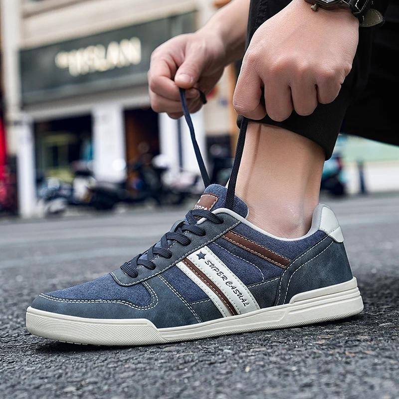 Fashion SYTK Men's Sneakers Low Top Comfortable Casual Shoes Breathable Denim Walking Shoe