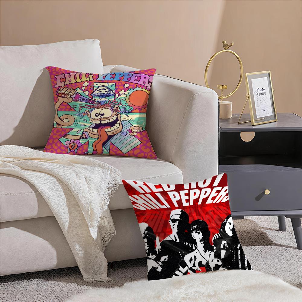 Energetic American Band RRed Hot Chili Peppers Cushion Cover Pillowcase Short Plush Invisible Zipper Room Sofa Cushion Cover