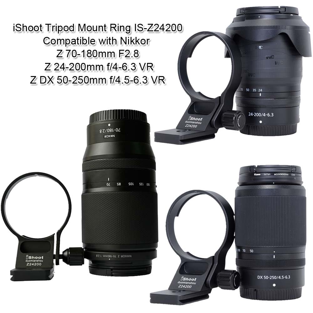 iShoot Camera Tripod Mount Tripod Mount Lens Support Lens Bracket Tripod Compatible with Nikon Z VR DX Tripod Ball Head Clamp Ring, Ring, Collar,