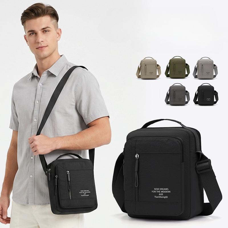 Men's Nylon Crossbody Backpack Fashionable Versatile Summer New Style Waterproof Single Shoulder Sling Bag Simple Design