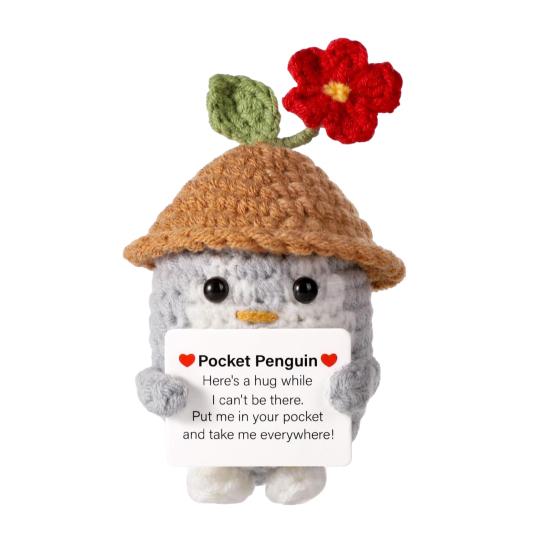Mini Penguin Dolls Knitted Wool Pocket Dolls Cute Positive Emotional Support Penguin Toy