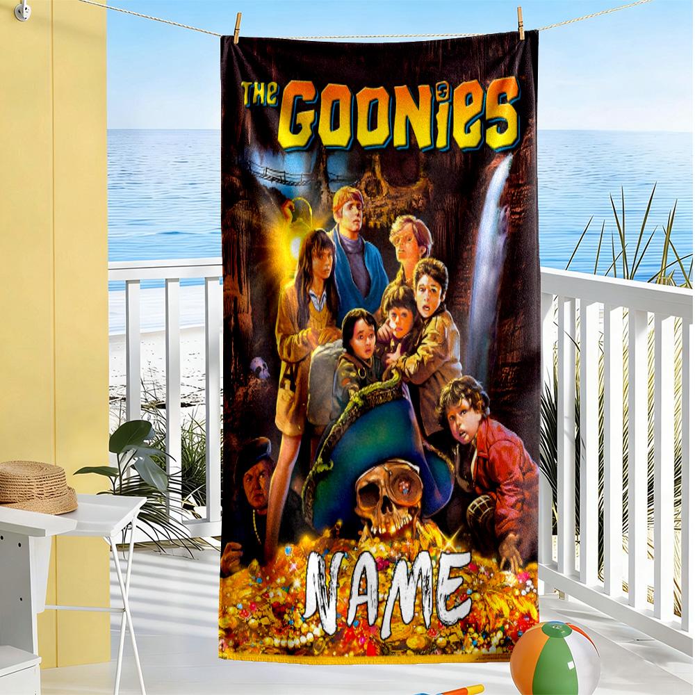 Goonies Adventure Begins Personalized Text Beach Towel Super Soft & Absorbent