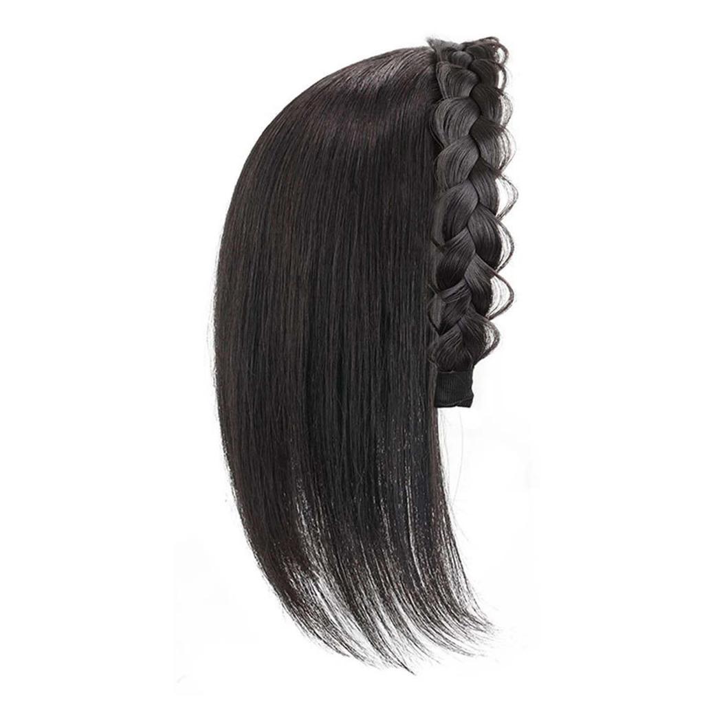 Headband with bangs integrated wig replacement piece for women, braided simulation, no bangs, fishbone headband, replacement piece, half headgear