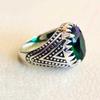 Retro Emerald Men's Fashion Bracelet Color Street Hip Hop Punk Emerald Ring