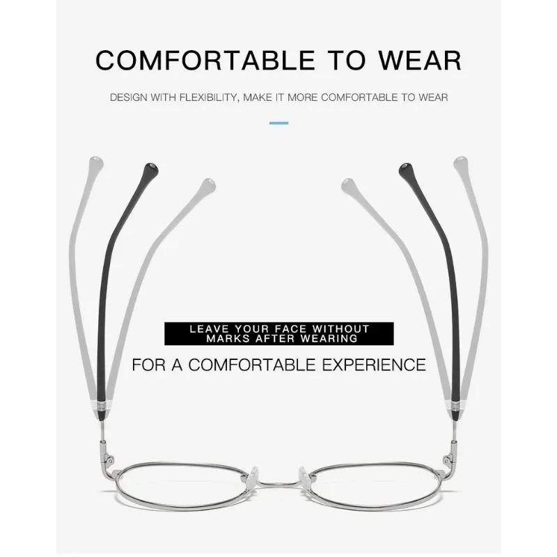 Photochromic Metal Round Glasses Anti Blue Light Universal Flat Clear Eyewear Frame for Men Women